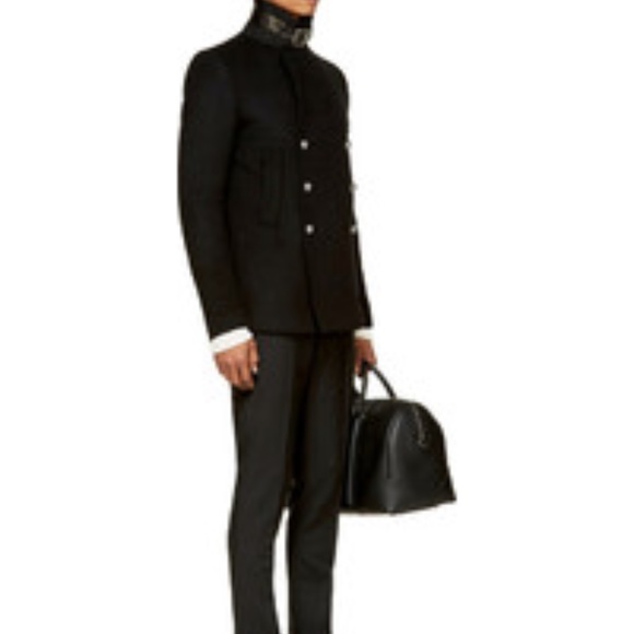 BALMAIN MEN'S 54 BLACK PEA COAT JACKET - Picture 6 of 16